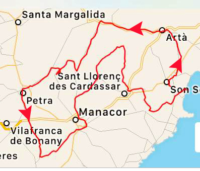 map of sportive marxa de llevant 2018